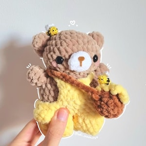 Crochet Honey Bear in Overalls Plushie PATTERN image 4