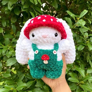Crochet Baby Bunny in Hat and Overalls Plushie PATTERN image 8
