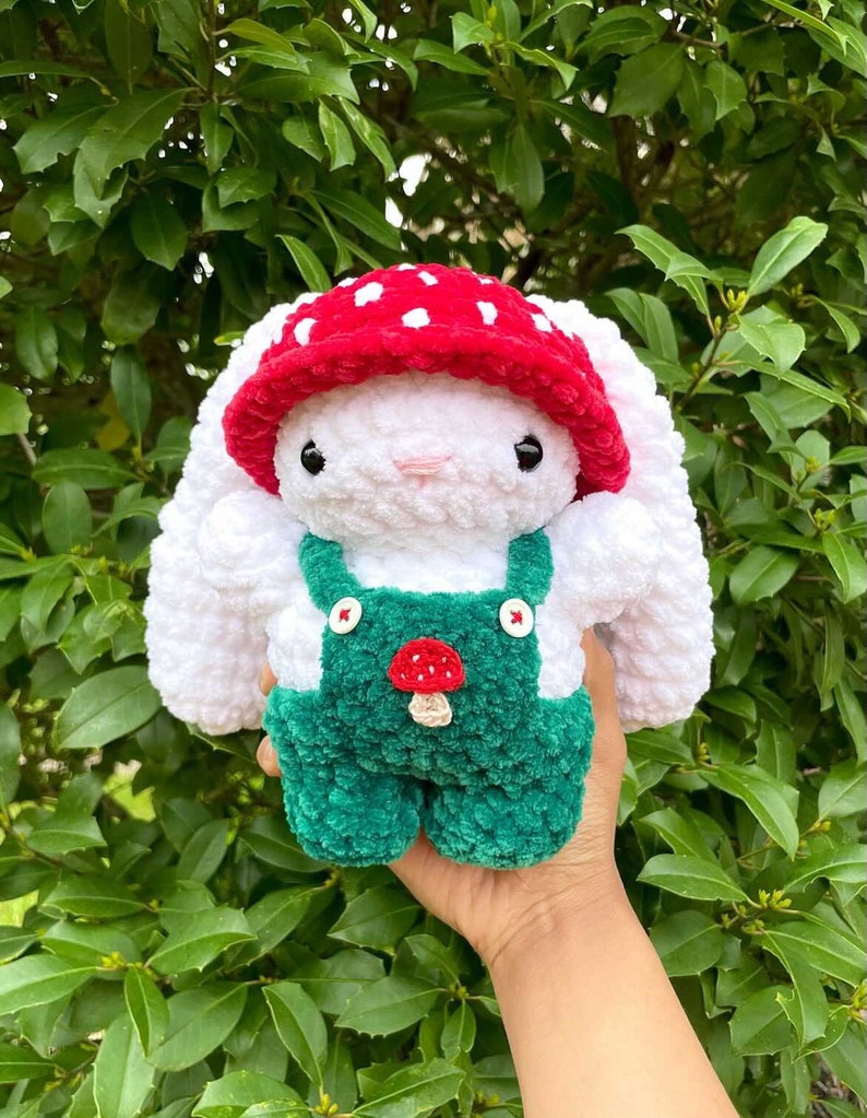 Crochet Baby Bunny in Hat and Overalls Plushie PATTERN image 8