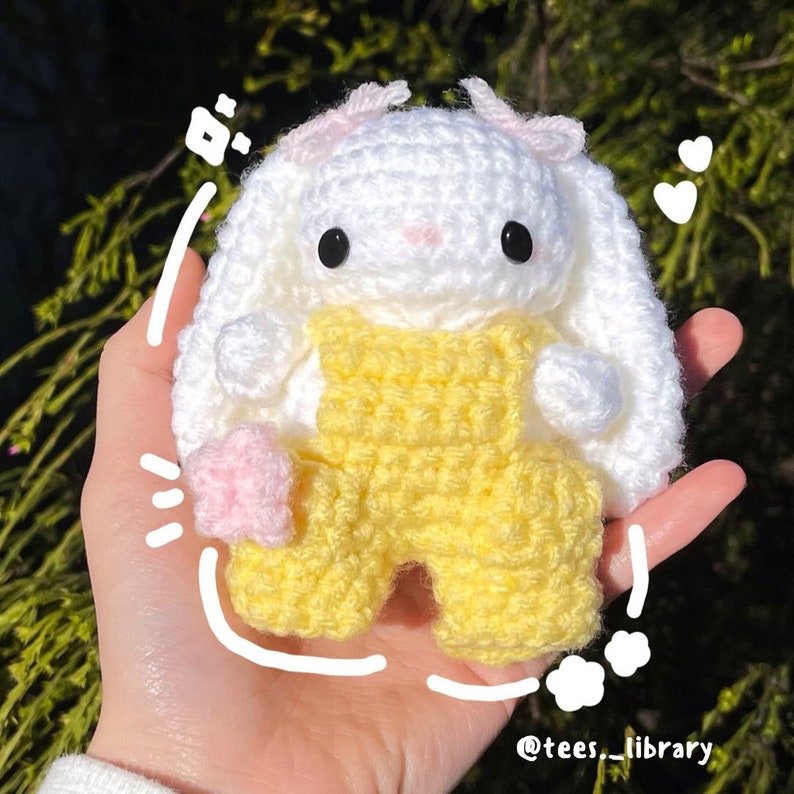 Crochet Baby Bunny in Hat and Overalls Plushie PATTERN image 7