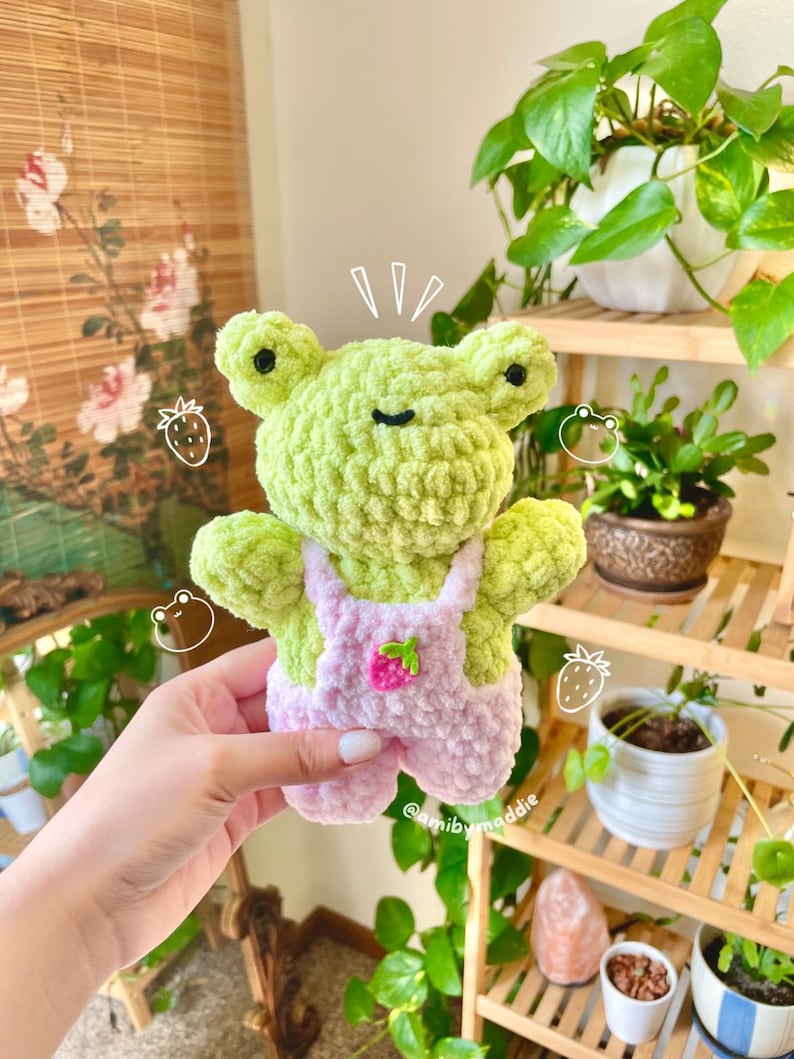 Crochet Baby Frog in Overalls Plushie PATTERN image 7