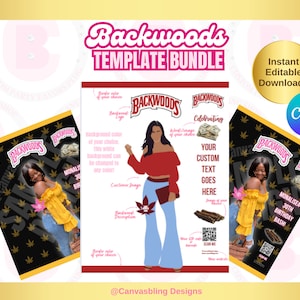 Backwood Editable Template | ADULT Custom DIGITAL FILE Single Backwood Wrappers Favor, Cigar Wrap