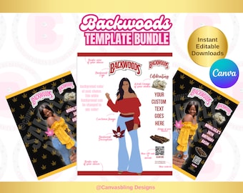 Backwood Editable Template | ADULT Custom DIGITAL FILE Single Backwood Wrappers Favor, Cigar Wrap