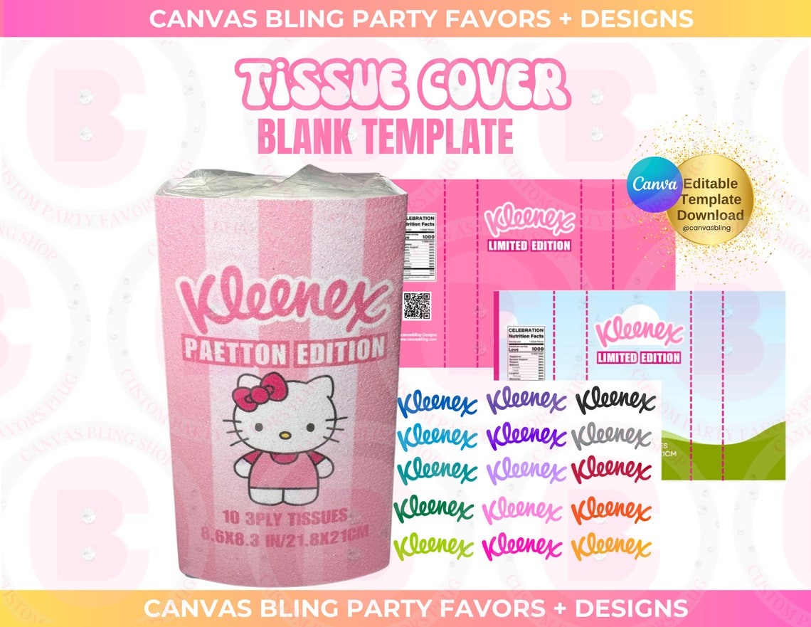 Kleenex Cover Template, Canva Template, Kleenex Party Favor Template - Etsy
