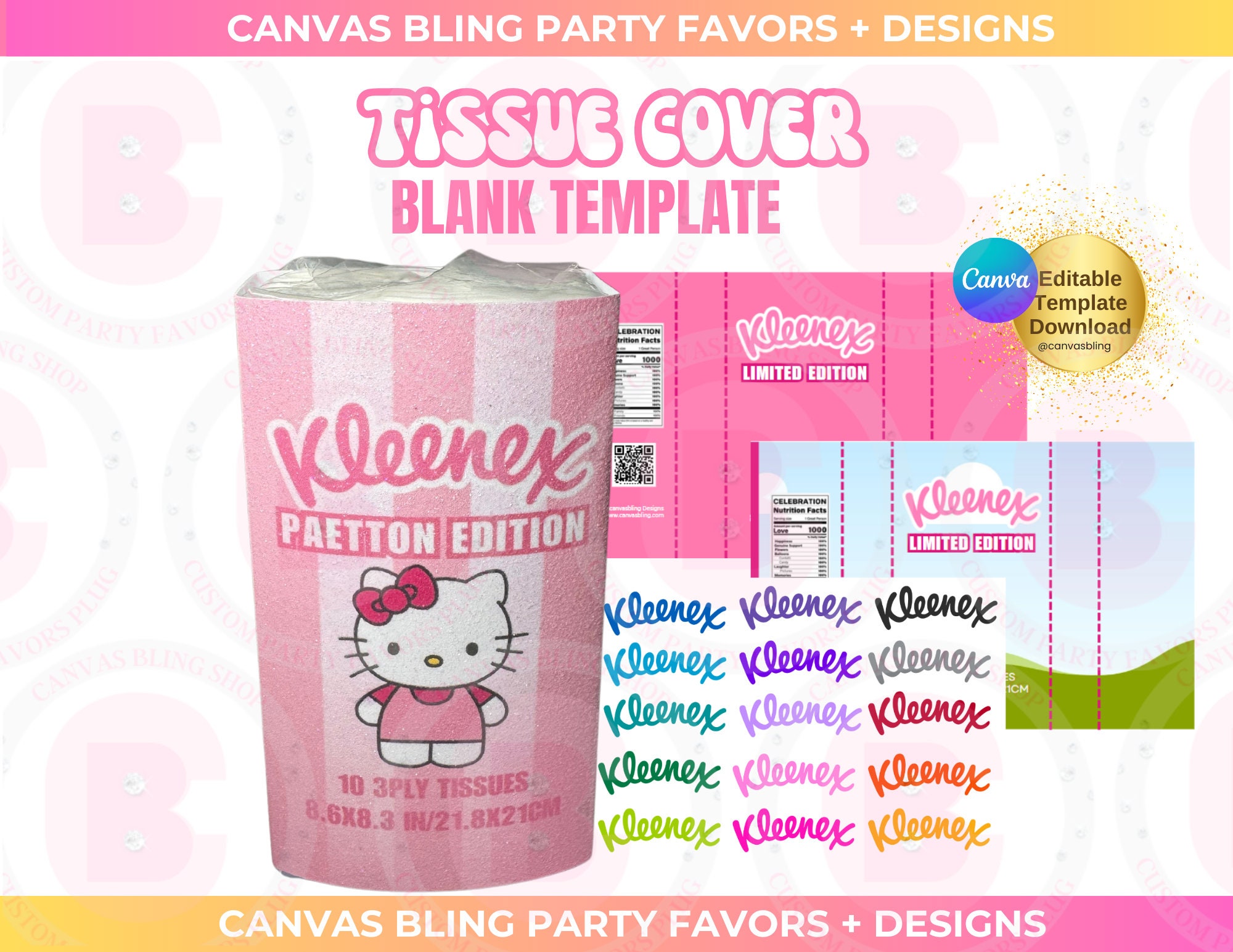 Kleenex Cover Template, Canva Template, Kleenex Party Favor Template - Etsy