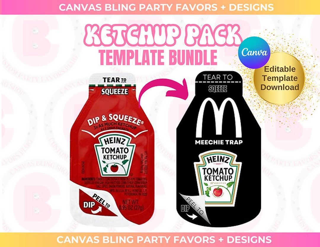 Ketchup Pack Template Party Favor, Ketchup Pack, Custom Ketchup ...