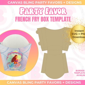 French Fry Box Template, french fry box SVG ,   French fry template, party favor template, Cricut fry box, cameo or cutting machine SVG file