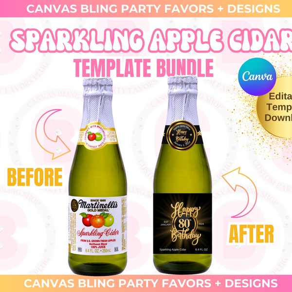 Sparkling Apple Cidar Label, editable label, editable canva sparkling apple cidar template