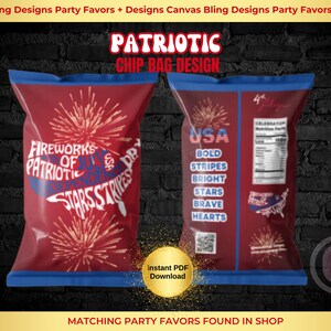 July 4th Chip Bags, Patriotic Chip Bags, Independence Day Treats, Instant Download, Chip Bag Wrapper, Printable Chip Bags, Happy 4th of July