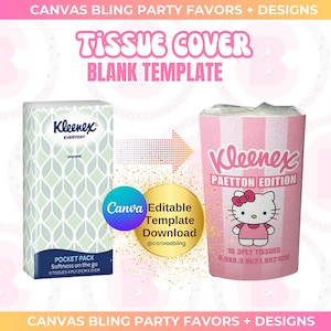 Modello per porta fazzoletti, modello Canva, modello per bomboniere Kleenex