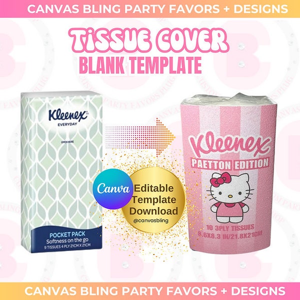 Kleenex Cover Template, Canva Template, Kleenex Party Favor Template