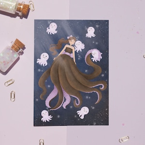 Octopus Mermaid art Print | Poster  | MerMay | Dreamy illustration | wall home decor and gifts | Original drawing - A4 - A5 - A6