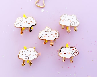 Mini set of dreamy Clouds mini hard enamel pins - from the Cute dreamy clouds collection! - Filler Pin | Spring Present