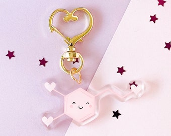 Dopamine is love keychain | Medical, molecule keychains | Double Sided pastel acrylic charm | cute accessory to Keys, ita bag or planner