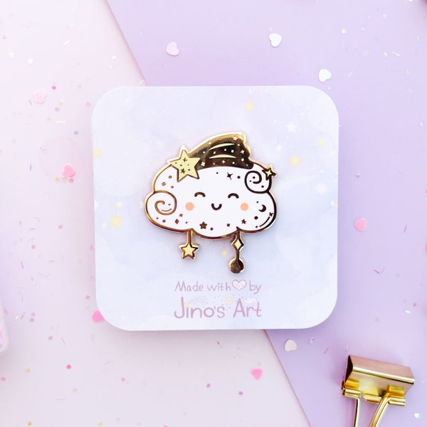 Dreamy Shooting star cloud hard enamel pin - from the Cute dreamy clouds collection! | Spring Present