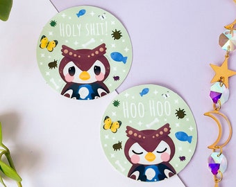 Acnh Museum owl - Hoo Hoo stickers | Waterproof Sticker | Video Game Pin | Kawaii and cute | animal villager | Die Cut Sticker