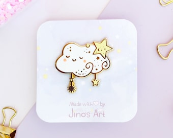 Dreamy and shiny star cloud hard enamel pin - from the Cute dreamy clouds collection! | Spring Present