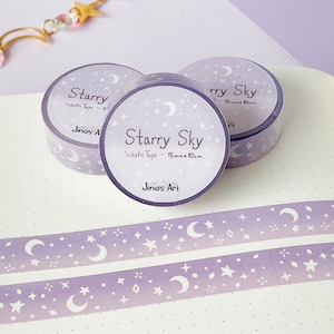 Nastro washi cielo stellato viola / Stelle, Luna e costellazione / Pianificatore / diario dei proiettili / Kawaii / Nastro stazionario - 15mmx10m