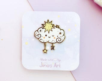 Dreamy and happy sparkle cloud hard enamel pin - from the Cute dreamy clouds collection! | Spring Present