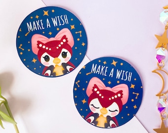 Acnh Dreaming Celeste owl - Make a wish stickers | Waterproof Sticker | Video Game Pin | Kawaii and cute | animal villager | Die Cut Sticker