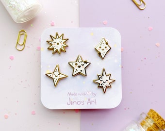 Mini set of star and sparkle hard enamel pins in white - Cute dreamy clouds collection! | Filler Pin | Spring Present