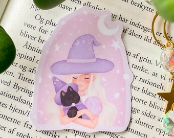 Cute witch cat owner Sticker | Waterproof Vinyl glossy Stickers | Hydroflask, Laptop, Bullet Journal, Waterbottle | Halloween / fall Decal