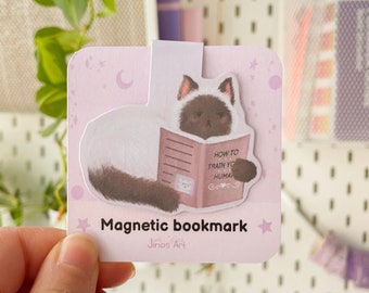 How to train your human Cute cat Magnetic Bookmark | Book Accessories | Page Clip | Reading Gifts | Book Lover | Animals | Spring Present