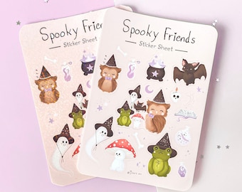 Cute Cottagecore of witchy Spooky friends Sticker pack - matt or holographic finish  | Bullet Journal, Planner, Scrapbook | Halloween / fall