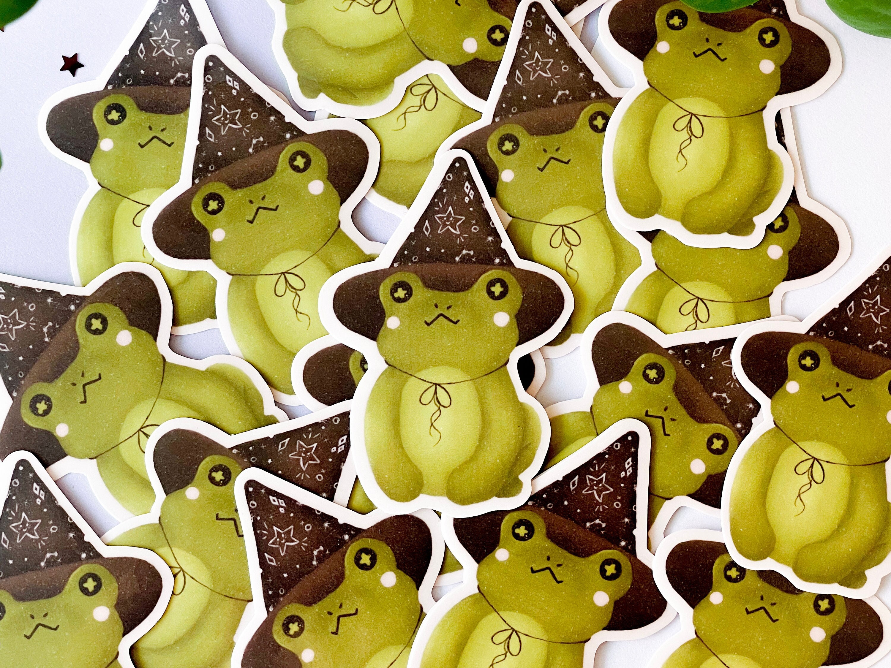 Cute Wizard Frog Stickers | Kawaii Vinyl Glossy Waterproof Toad Sticker ...