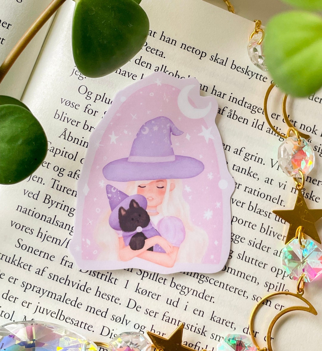 Cute Witch Cat Owner Sticker | Waterproof Vinyl Glossy Stickers ...