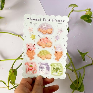 Sweet food sticker sheet | mini sheet sheet | decorative Sticker Sheet | Aesthetic Bullet Journal Stickers | kawaii Japanese food stickers