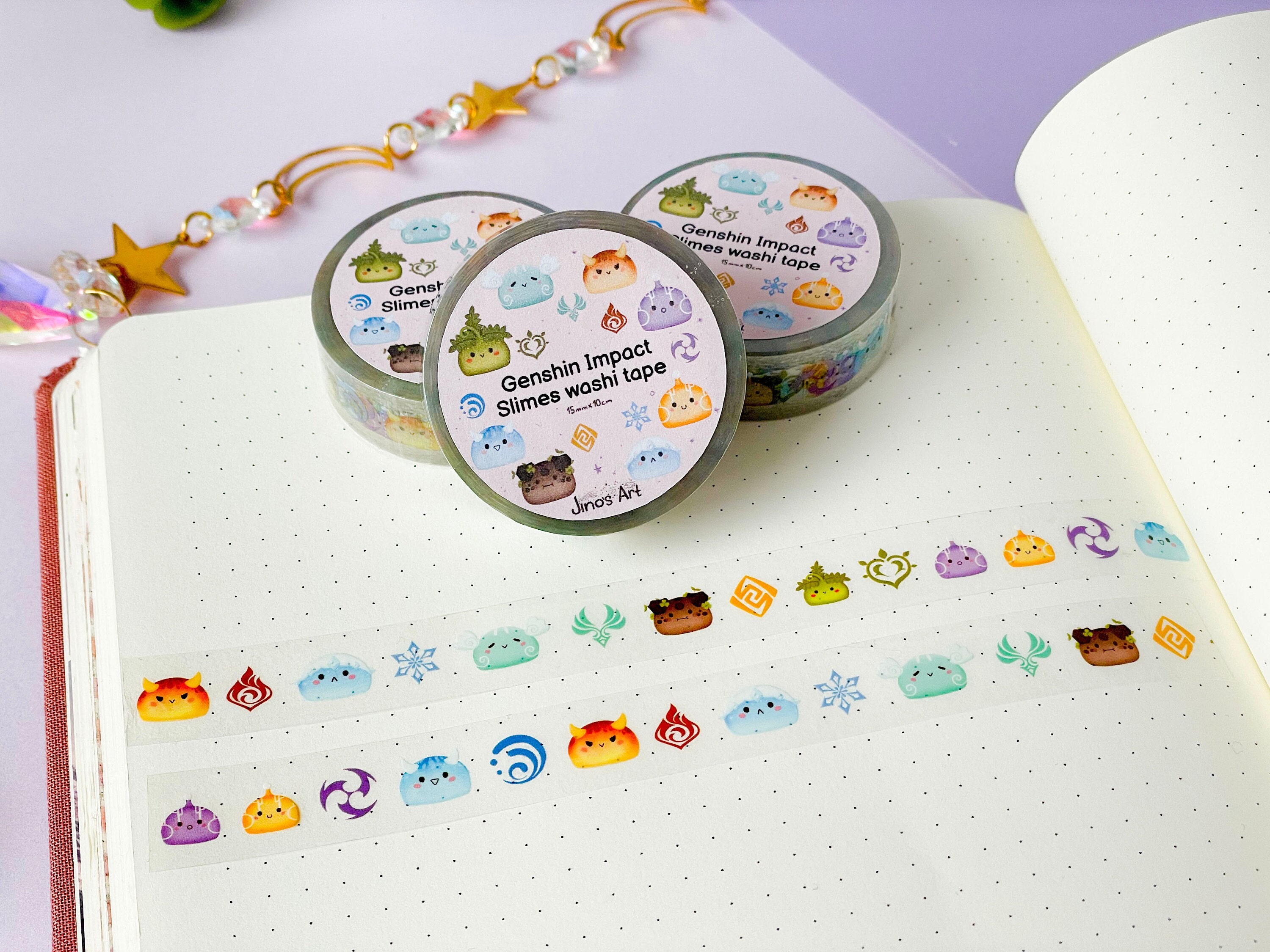 Genshin Impact Element Slime washi-tape | bulletjournal versieren | Videogame | kawaii transparante tape | genshin-merchandise | Hoyoverse