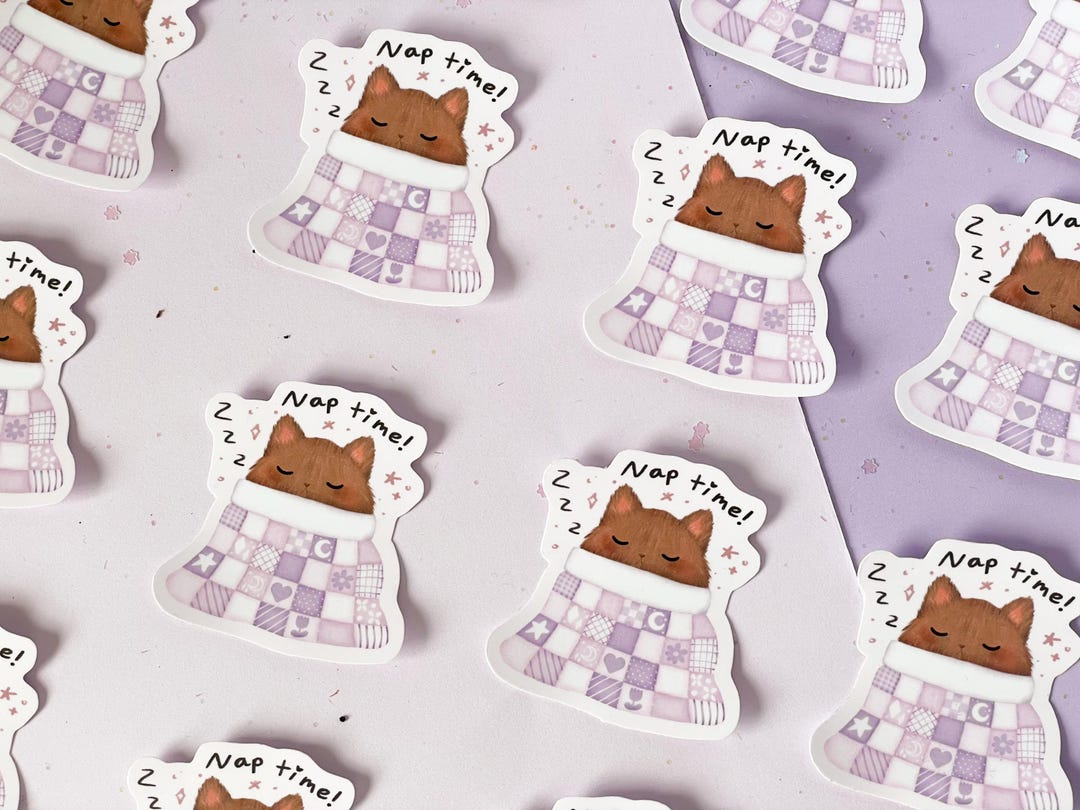 Nap Time Cat Sticker | Waterproof Vinyl Stickers | Sleepy Cat Sticker ...