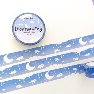 Daydreaming clouds washi tape for planner and decorate your bullet journal Cute dreamy clouds collection Stationary tape 15mm x 10m image 1
