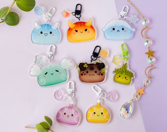 Genshin Impact Element Slime Keychains | Cute accessory for Keys & ita bag | Video Game | Anemo, Cryo, Electro, Geo, Hydro, Pyro, Dendro