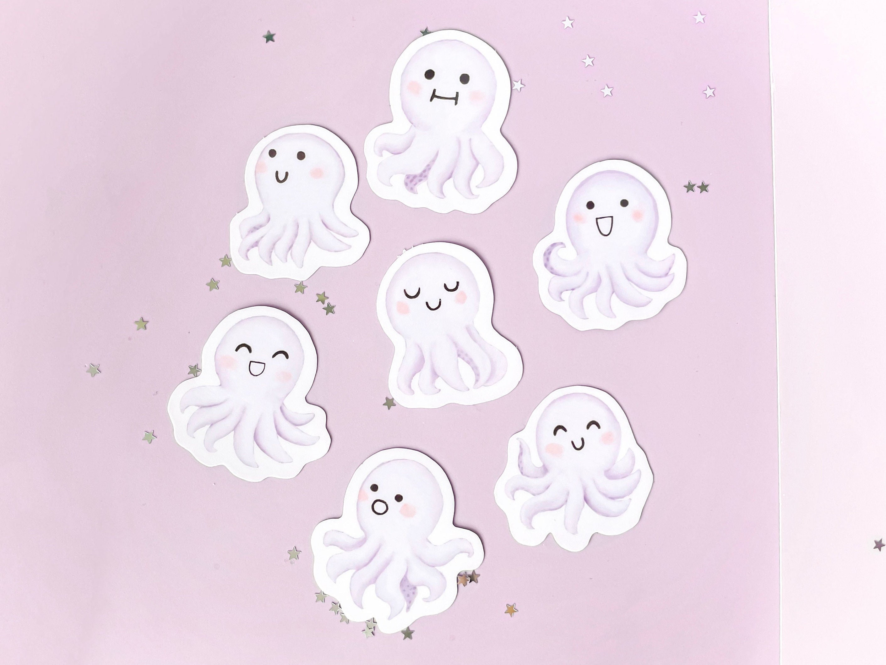 Cute Octopus Sticker Set / Sticker Pack | Waterproof Glossy ...