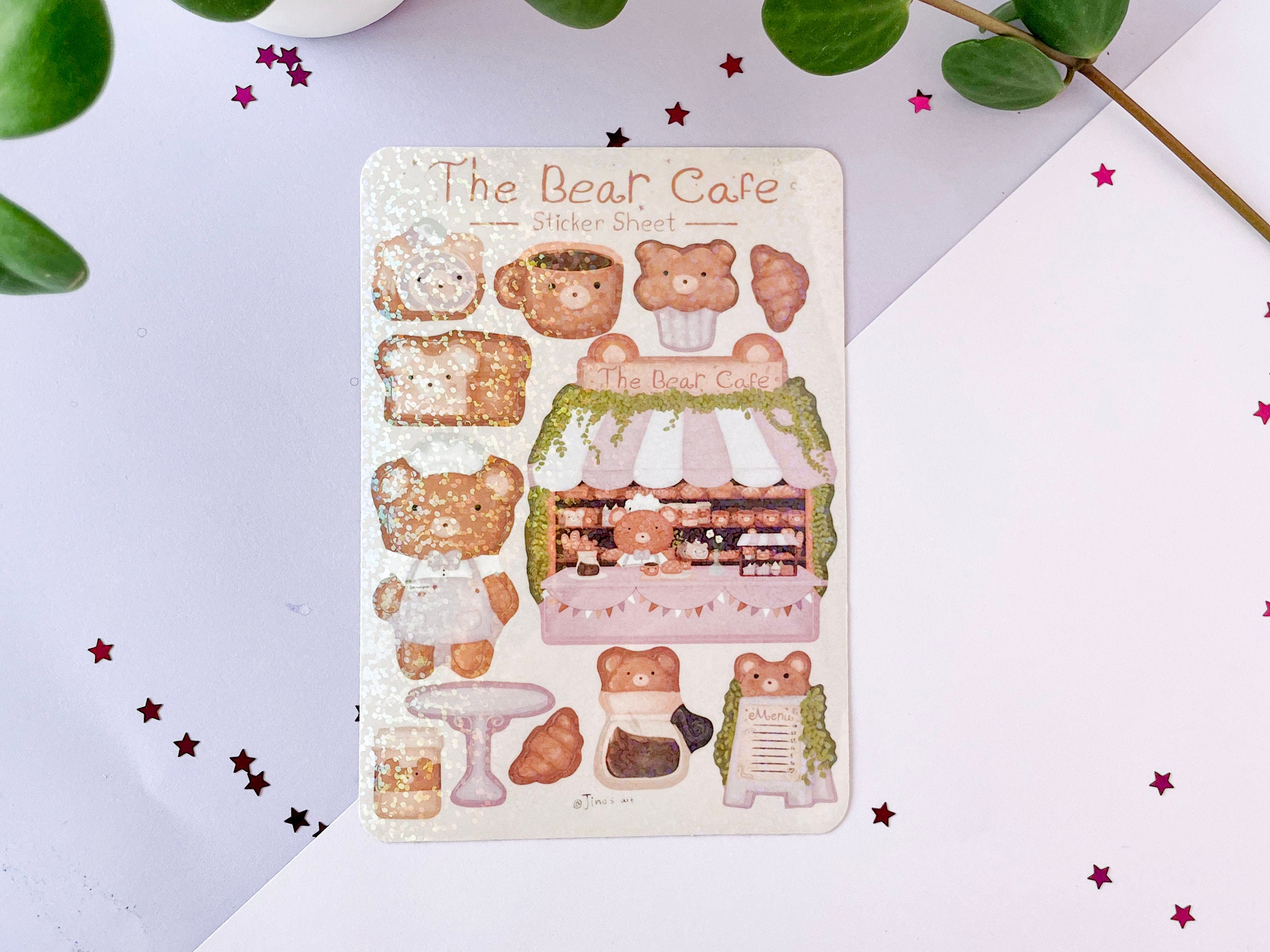 Cosy Bear Bakery & Cafe Decorative Sticker Sheet | Aesthetic Bullet ...
