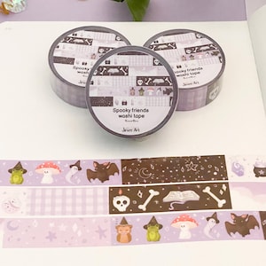 Spooky friends washi tape | Cute Cottagecore of witchy | planner & decorative for bullet journals | Kawaii magical Stationary Tape