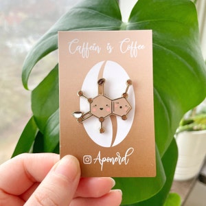 Caffein is coffee pastel hard enamel pin Caffein molecule pin Caffein pin Medical pin Spring Present zdjęcie 2