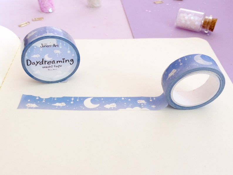 Daydreaming clouds washi tape for planner and decorate your bullet journal Cute dreamy clouds collection Stationary tape 15mm x 10m image 4