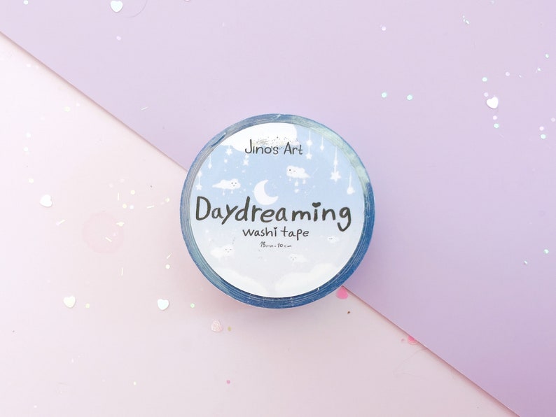 Daydreaming clouds washi tape for planner and decorate your bullet journal Cute dreamy clouds collection Stationary tape 15mm x 10m image 2