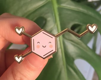 Dopamine pin | Dopamine is love pastel hard enamel pin | Dopamine molecule enamel pin | Medical pin | Spring Present