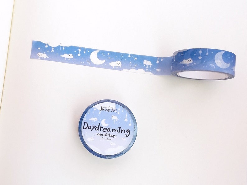 Daydreaming clouds washi tape for planner and decorate your bullet journal Cute dreamy clouds collection Stationary tape 15mm x 10m image 3