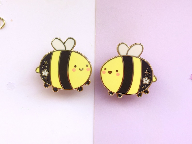 Bee buddies pins set Best friends Friendship Enamel Pins Summer enamel pin Valentine's Day gifts Spring Present image 2