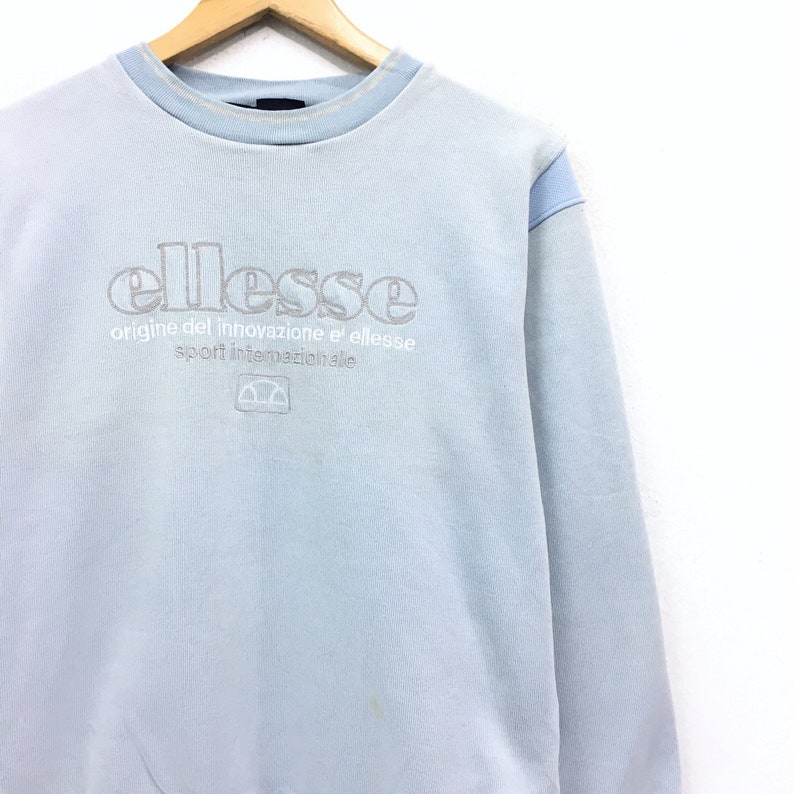 Ellesse Crewneck Sweatshirt Embroidery Big Spell Out Logo Pullover Streetwear Sportswear Tennis Fashion Medium Size