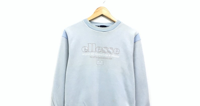 Ellesse Crewneck Sweatshirt Embroidery Big Spell Out Logo Pullover Streetwear Sportswear Tennis Fashion Medium Size