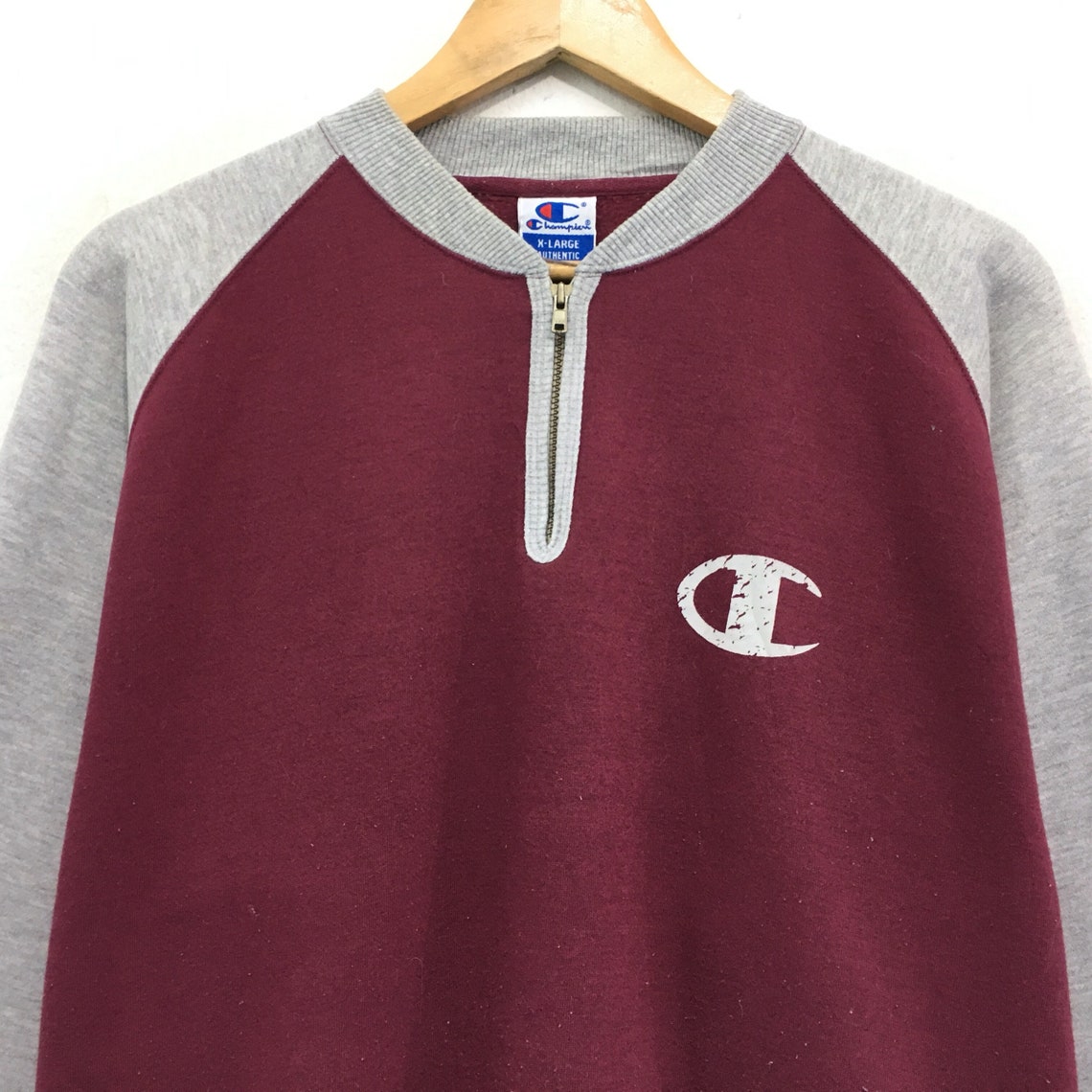 Champion Half Zip Sweatshirt Medium Print Logo Pullover / | Etsy
