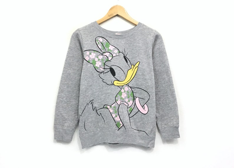 Daisy Duck Crewneck Sweatshirt Big Print Logo Pullover Cartoon Fashion Walt Disney Small Size Cartoon Characters