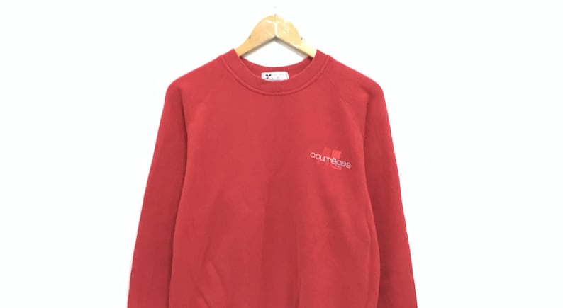 Courreges Paris Crewneck Sweatshirt Embroidery Small Logo Pullover Fashion Style Streetwear Small Size Sportswear