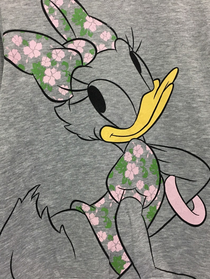 Daisy Duck Crewneck Sweatshirt Big Print Logo Pullover Cartoon Fashion Walt Disney Small Size Cartoon Characters